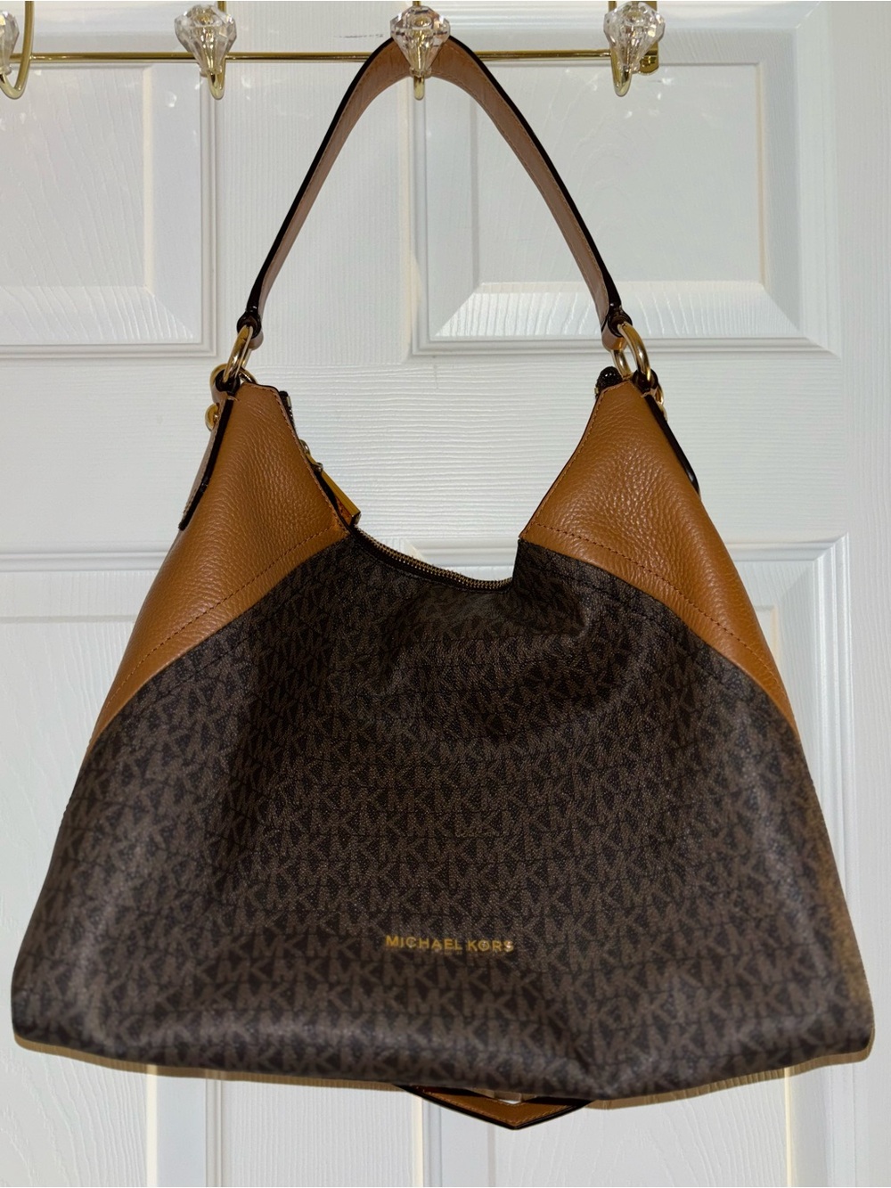 Michael Kors Brown & Tan Logo Shoulder Hobo
